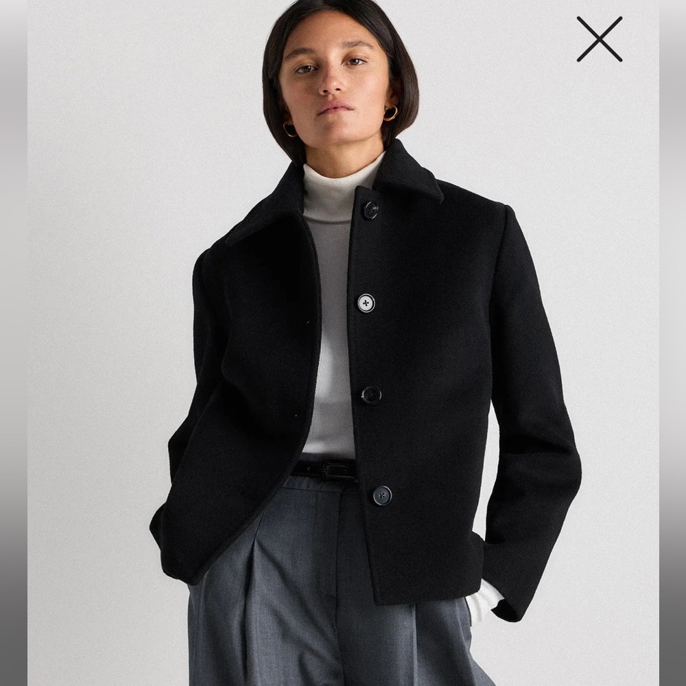 Quince Women Wool Cashmere Short Coat Black Outerwear Size M - Picture 6 of 10
